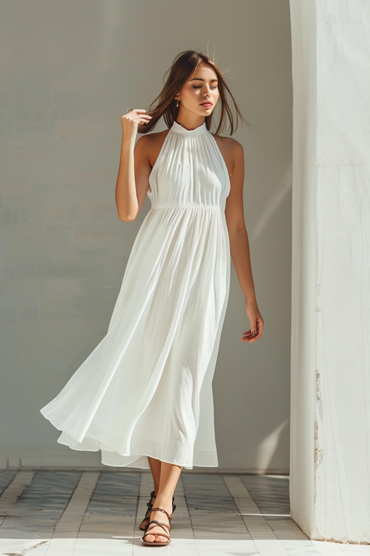 white flowy summer dress classy elegant outfit for women minimal feminine summer style 2026
