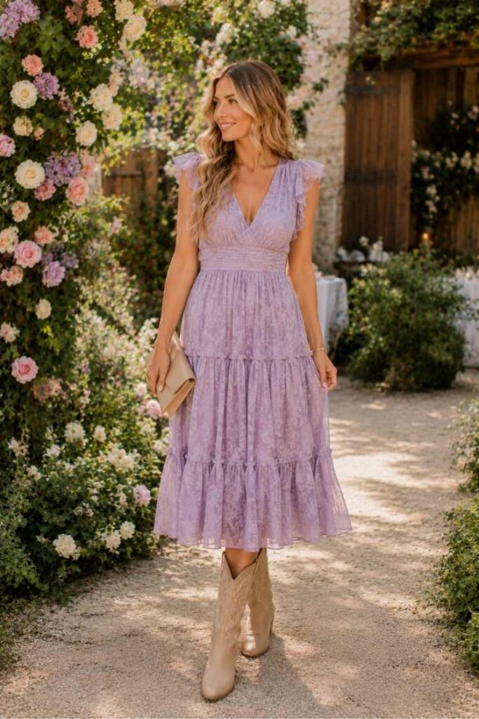 purple bridesmaid dresses with cowboy boots Bridesmaid Dresses with Cowboy Boots