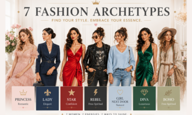 Overview of the 7 female fashion archetypes: Princess, Lady, Star, Rebel, Girl Next Door, Diva, and Boho woman.