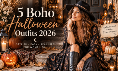 5 Boho Halloween outfits for women over 30 in 2026 with stylish fall layers and Halloween-inspired accessories